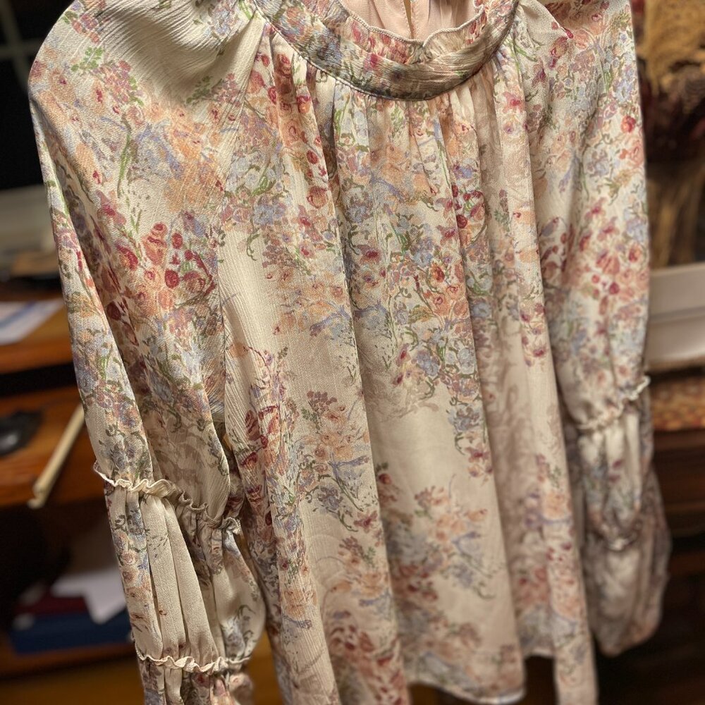 Flowy peasant blouse with tiered sleeves